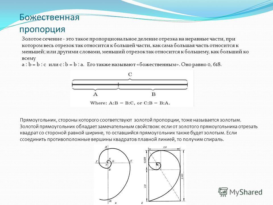 Золотое сечение гармоничная пропорция проект