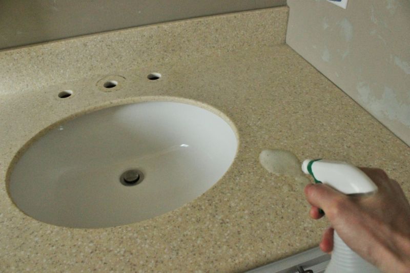 Clean the countertop with degreasing cleaner