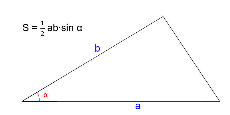 Как найти площадь треугольника, зная две стороны и угол между ними