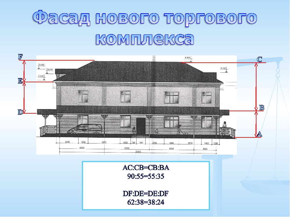 Индивидуальный проект по математике 10. Золотое сечение фасад дома. Золотое сечение фасад здания. Фасады зданий по Золотому сечению. Фасады здания архитектуры с золотым сечением.