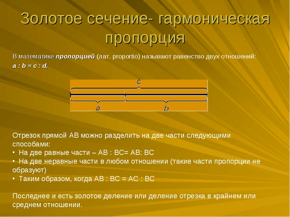 Исследовательский проект на тему золотое сечение