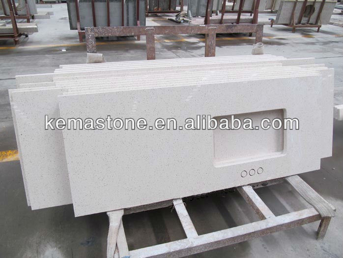 Artificial pure white sand quartz stone countertop