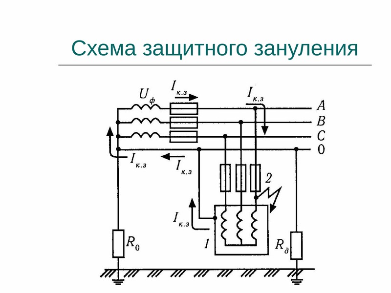 В схеме зануления корпус электрооборудования присоединяется