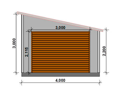 Проект каркасного гаража 6х4 с односкатной крышей