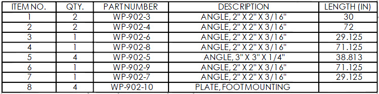 metal parts list metal parts list